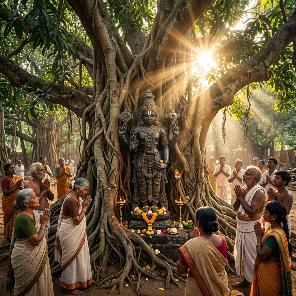 Miraculous discovery of Venkateswara Swamy idol under an ancient mango tree roots